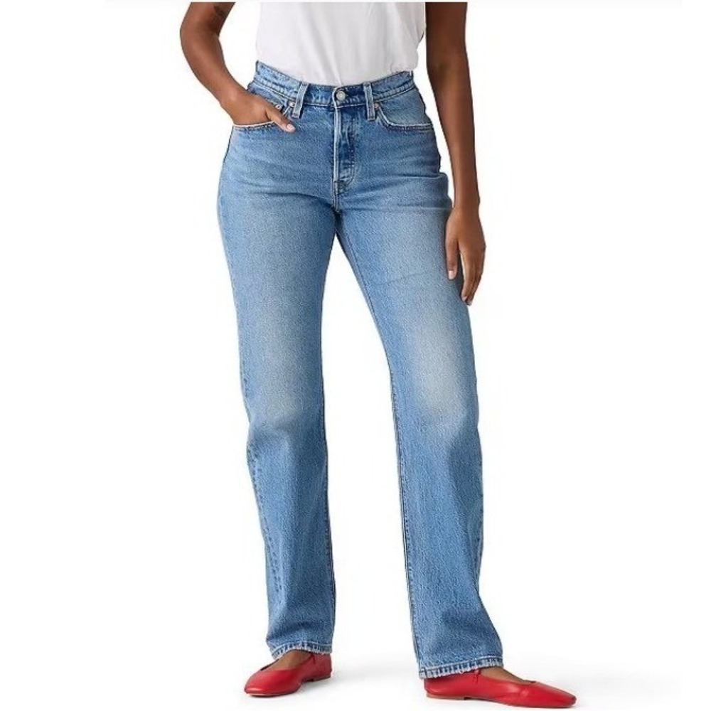 Levis 501 Curve Straight Leg Jeans Womens 32 Blue NEW High Rise‎ Stretch Denim